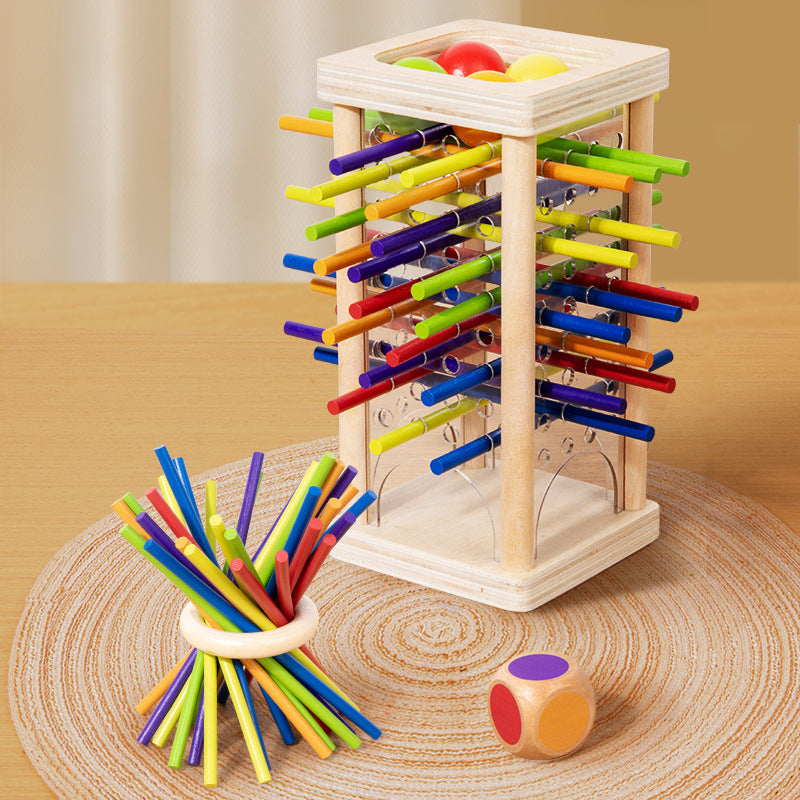 Rebolet | 3-in-1 Montessori Holz Geschicklichkeitsspiel Kugel & Stäbe