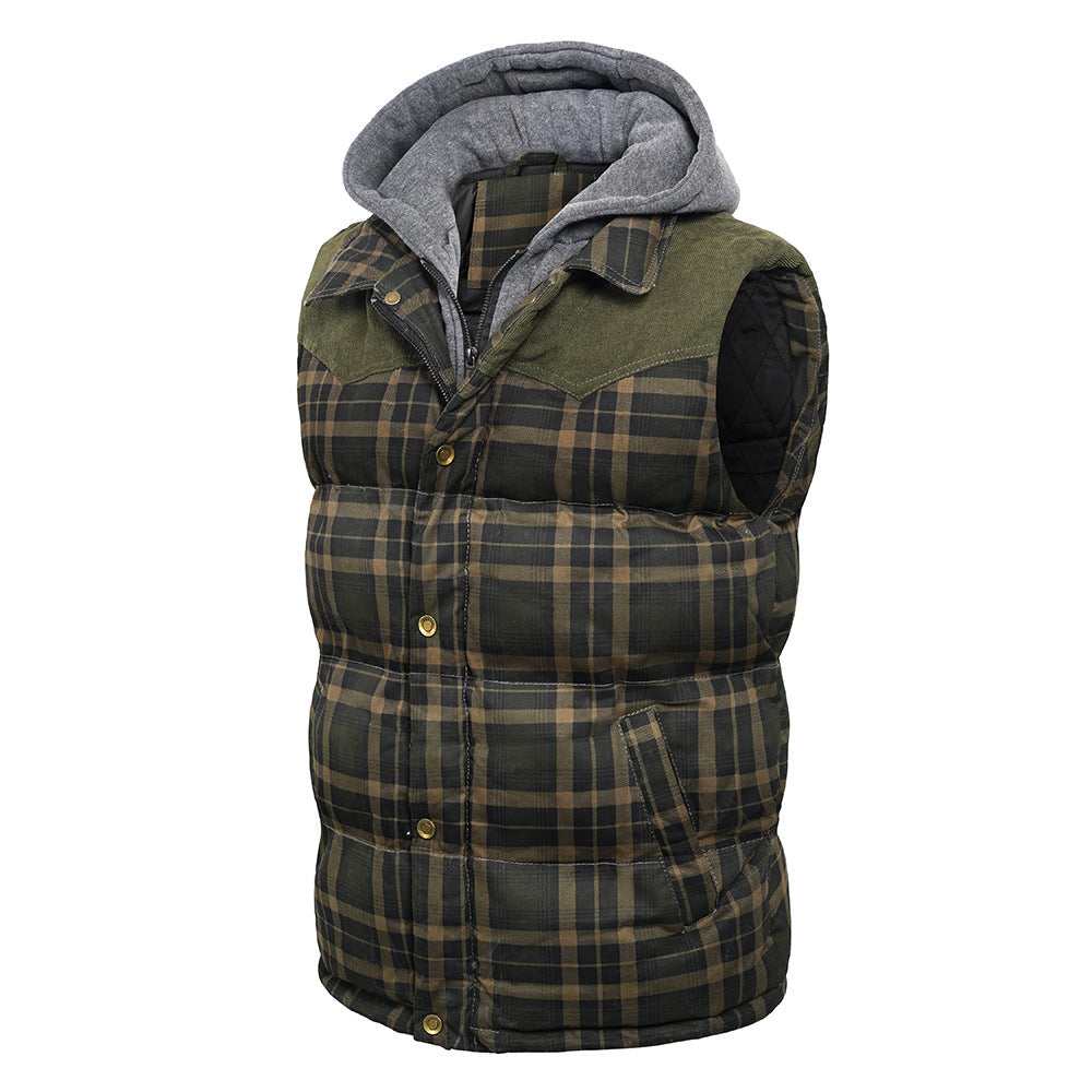 Herren Weste Schottenkaro – isolierter Bodywarmer mit Kapuze