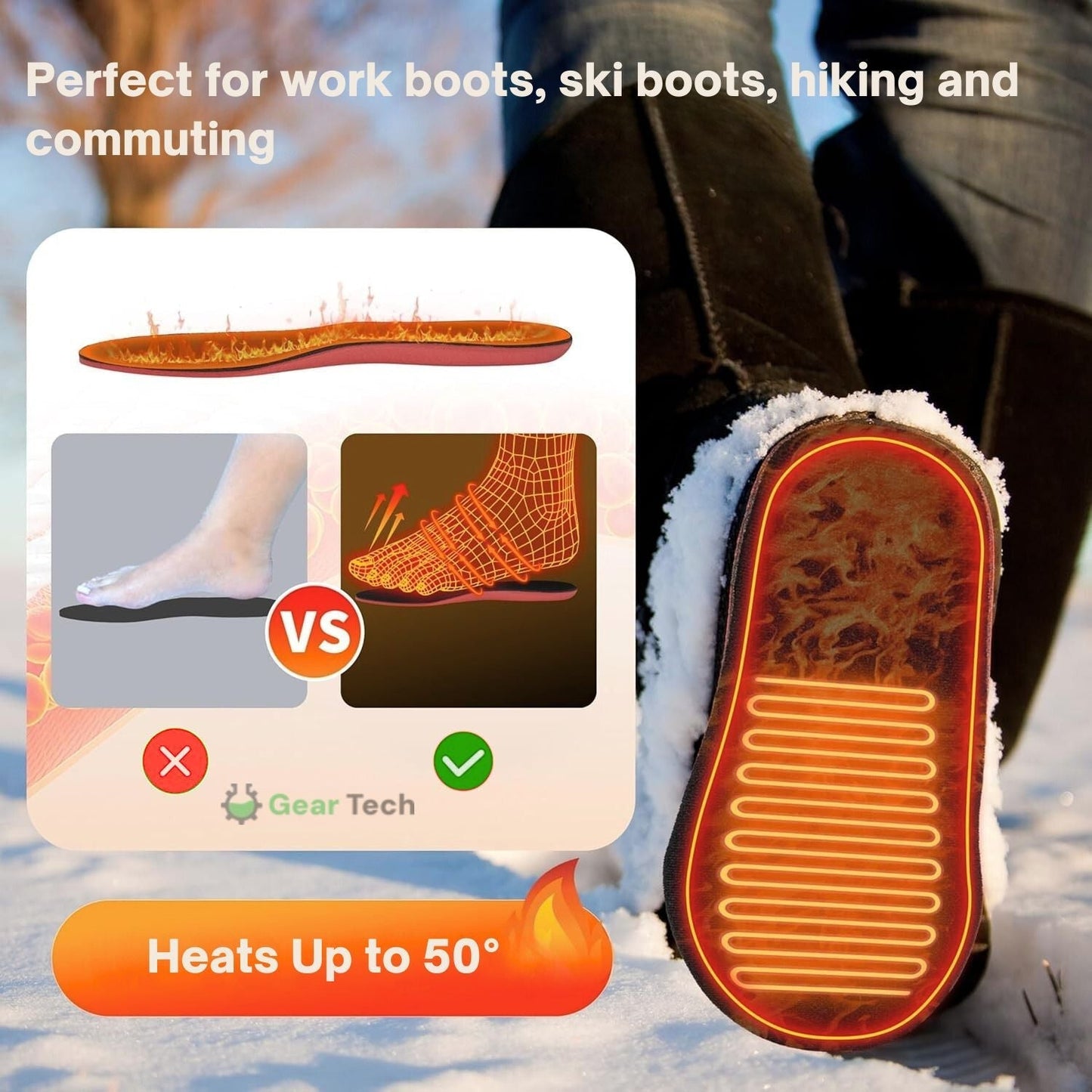 Rebolet | Wiederaufladbare beheizte Einlegesohlen UK – Beste thermische Schuh-Einlagen für Stiefel, Arbeitsstiefel und täglichen Winterkomfort