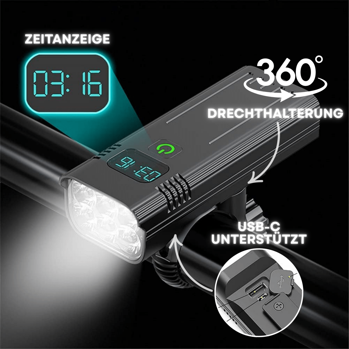 Rebolet | LED-Fahrradleuchte mit 5000 Lumen für maximale Sicherheit beim Fahren in der Nacht