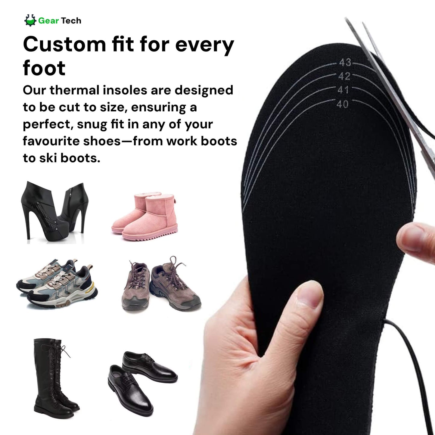 Rebolet | Wiederaufladbare beheizte Einlegesohlen UK – Beste thermische Schuh-Einlagen für Stiefel, Arbeitsstiefel und täglichen Winterkomfort