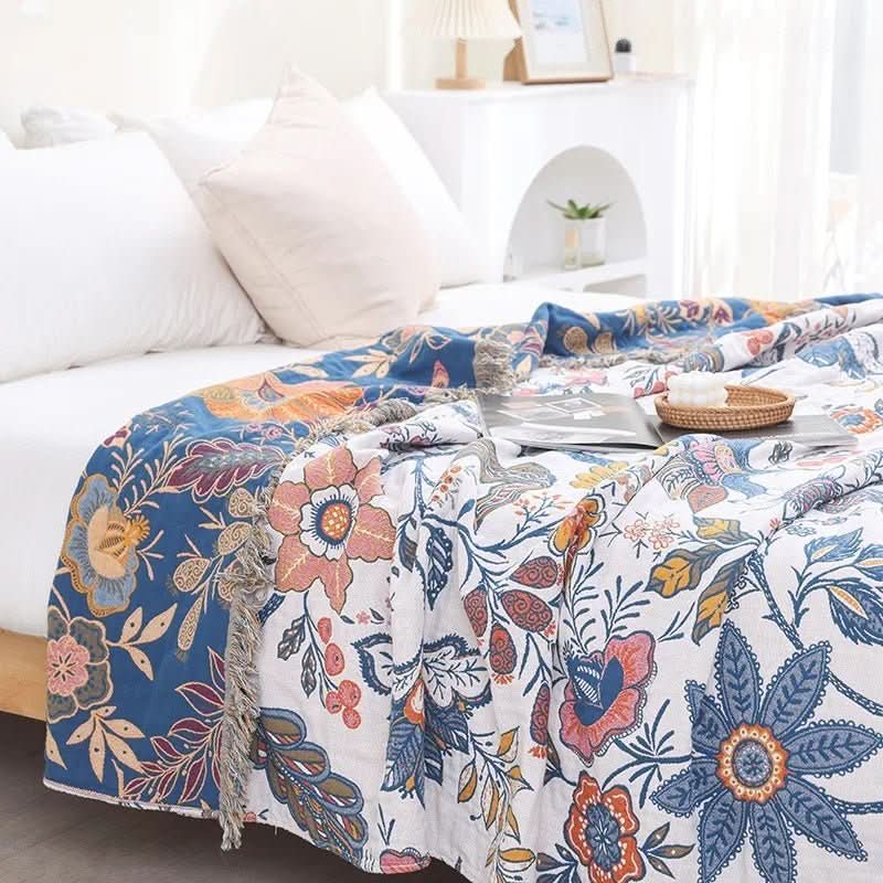 Rebolet | Rustikales Baumwoll-Kissen mit floralem Muster, umkehrbares Design