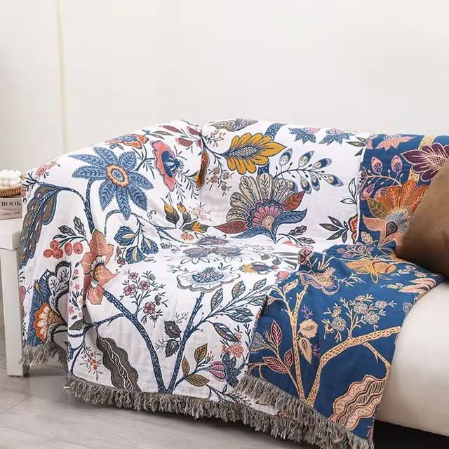 Rebolet | Rustikales Baumwoll-Kissen mit floralem Muster, umkehrbares Design