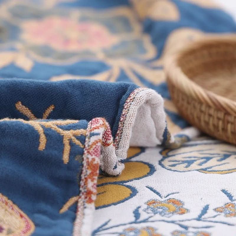 Rebolet | Rustikales Baumwoll-Kissen mit floralem Muster, umkehrbares Design