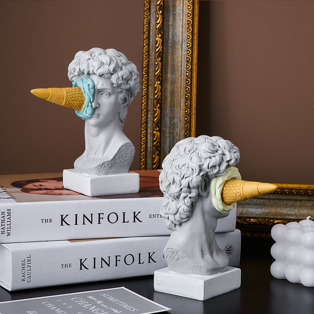 Rebolet| David Figurine mit Eiscreme Heimdekoration Skulptur