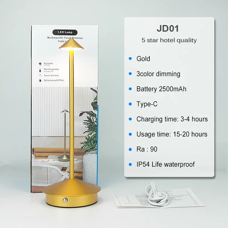 Rebolet | Tischlampe | LED Kabellos, wiederaufladbar, dimmbar, wasserdicht, vielseitig