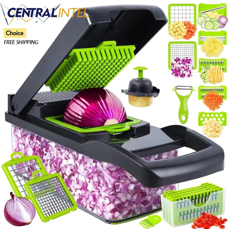 ™ 14/16-in-1 Gemüseschneider, Multifunktion, Edelstahl & 2L Behälter