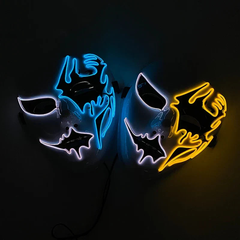 LED Purge Maske, handbemalt, Neon Full Face mit blinkenden Modi, PVC + EL
