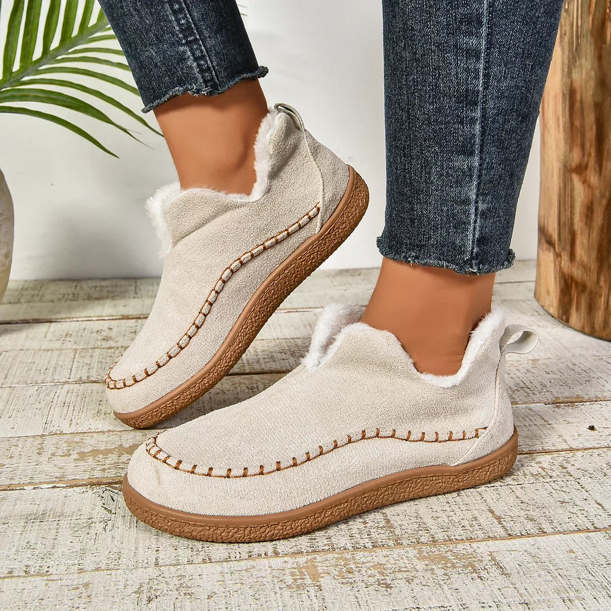 Rebolet™ Damen Warme Winter Slip-On Plateau Stiefeletten