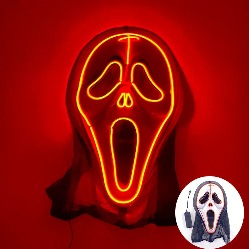 LED Purge Maske, handbemalt, Neon Full Face mit blinkenden Modi, PVC + EL