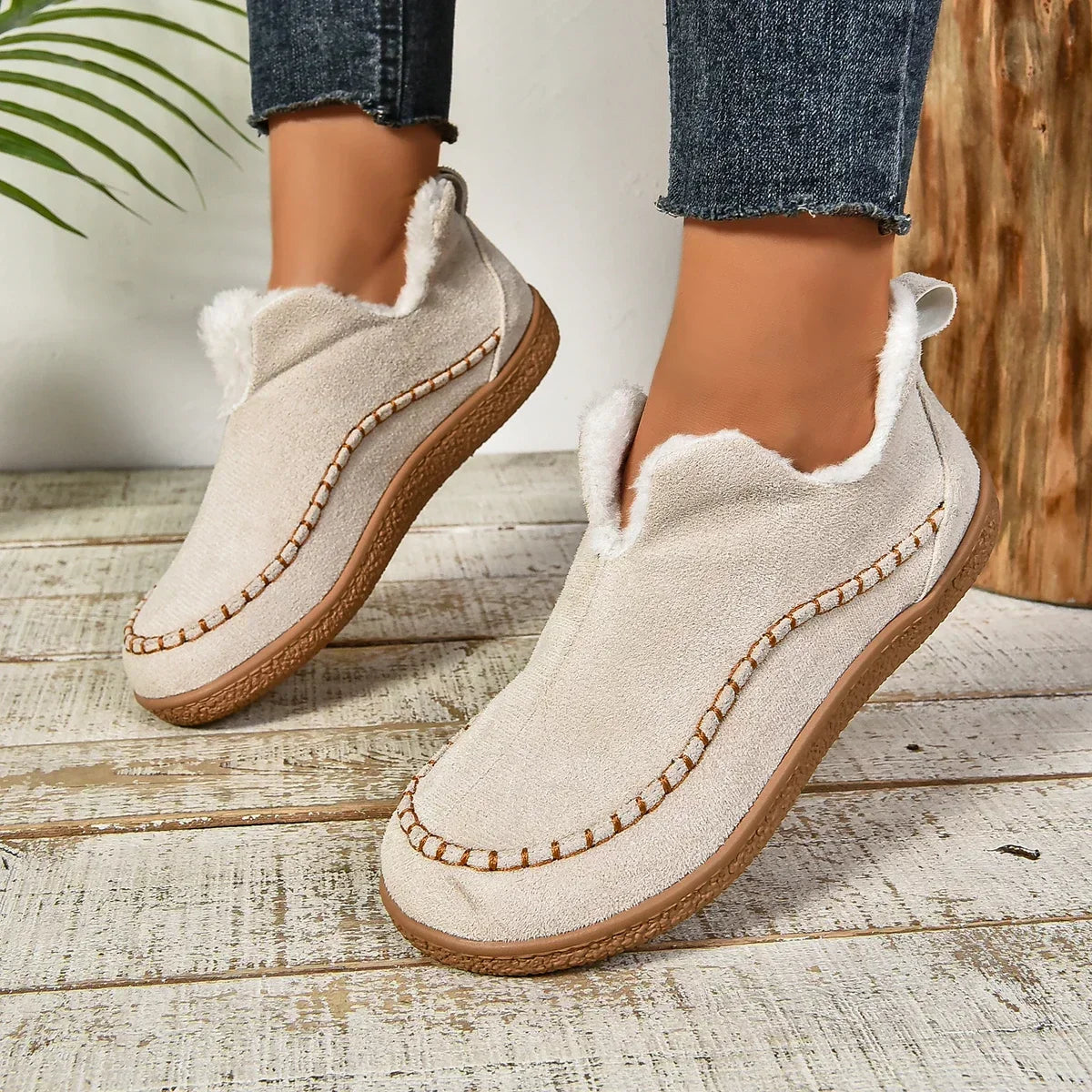 Rebolet™ Damen Warme Winter Slip-On Plateau Stiefeletten