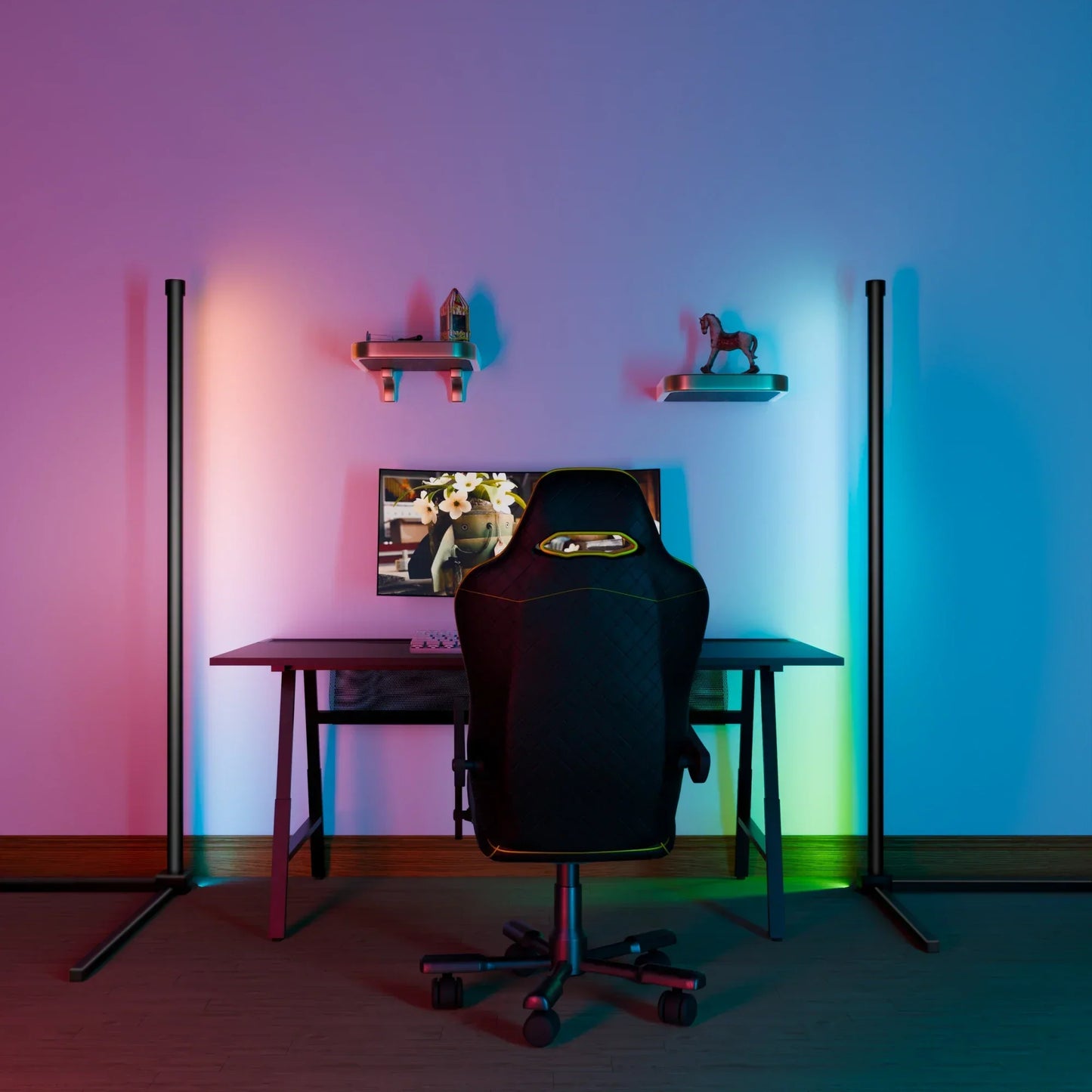 Rebolet | Smart RGB Traumfarbe Stehlampe – Musik-Synchronisations-LED-Stimmungslicht mit 16 Millionen Farben, APP & Fernsteuerung, moderne Stehleuchte