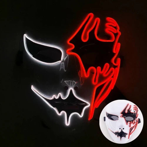 LED Purge Maske, handbemalt, Neon Full Face mit blinkenden Modi, PVC + EL