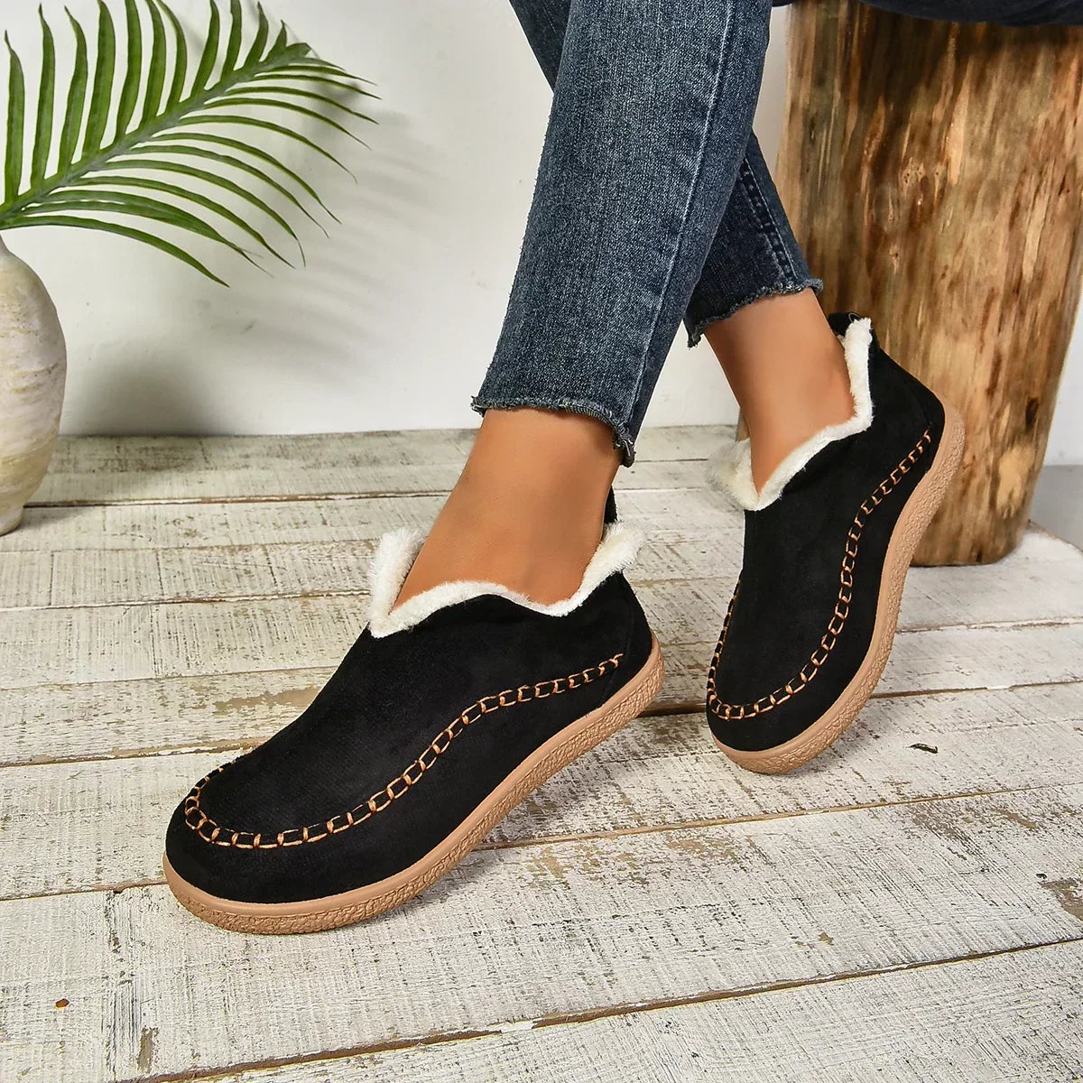 Rebolet™ Damen Warme Winter Slip-On Plateau Stiefeletten