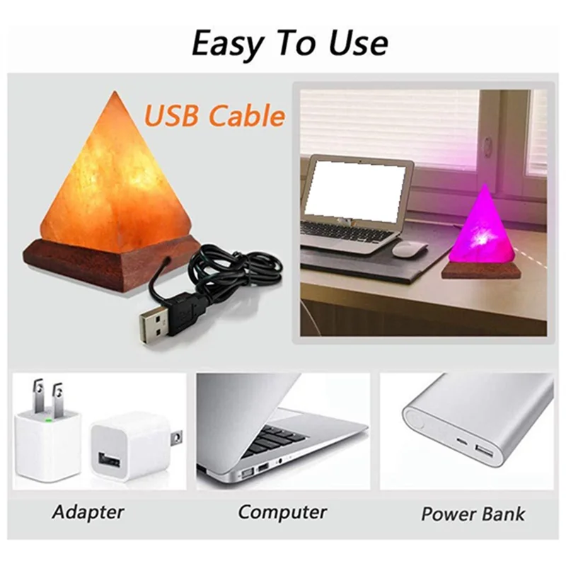 ™ Himalaya Kristallsalzlampe USB LED Pyramide, Luftreiniger & Stimmung