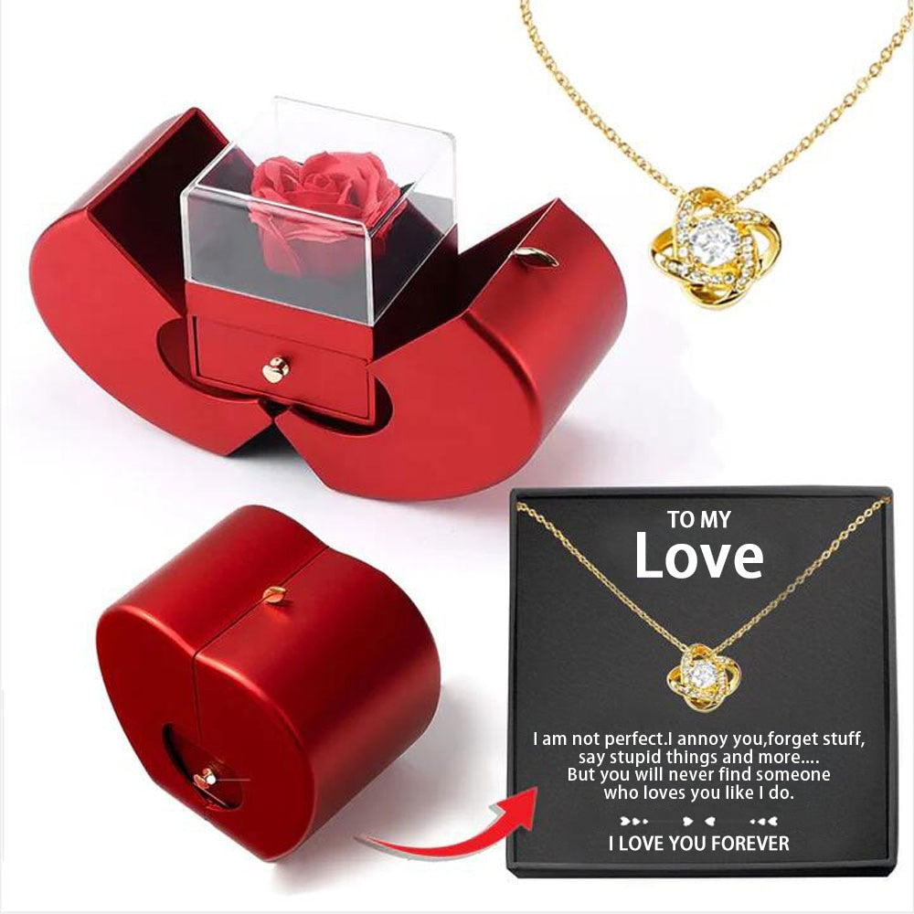 Rebolet | White Gold Necklace - With Real Rose - To My Love