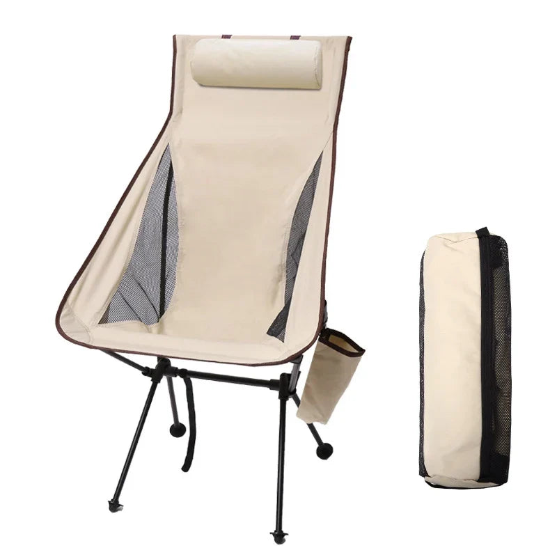 Klapp-Campingstuhl mit Kopfstütze – leichtes Aluminium