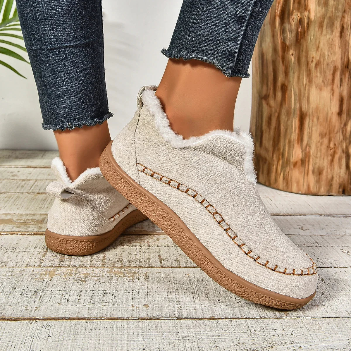 Rebolet™ Damen Warme Winter Slip-On Plateau Stiefeletten