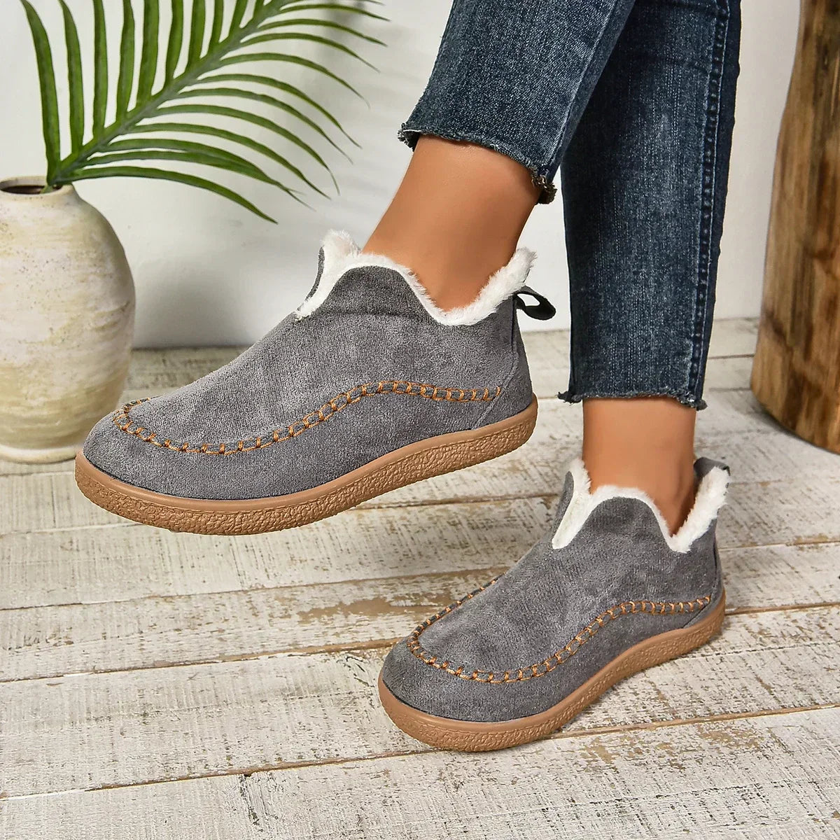 Rebolet™ Damen Warme Winter Slip-On Plateau Stiefeletten