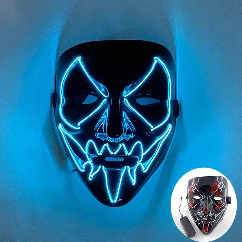 LED Purge Maske, handbemalt, Neon Full Face mit blinkenden Modi, PVC + EL