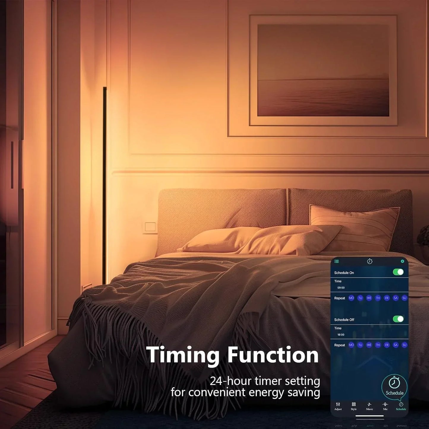 Rebolet | Smart RGB Traumfarbe Stehlampe – Musik-Synchronisations-LED-Stimmungslicht mit 16 Millionen Farben, APP & Fernsteuerung, moderne Stehleuchte