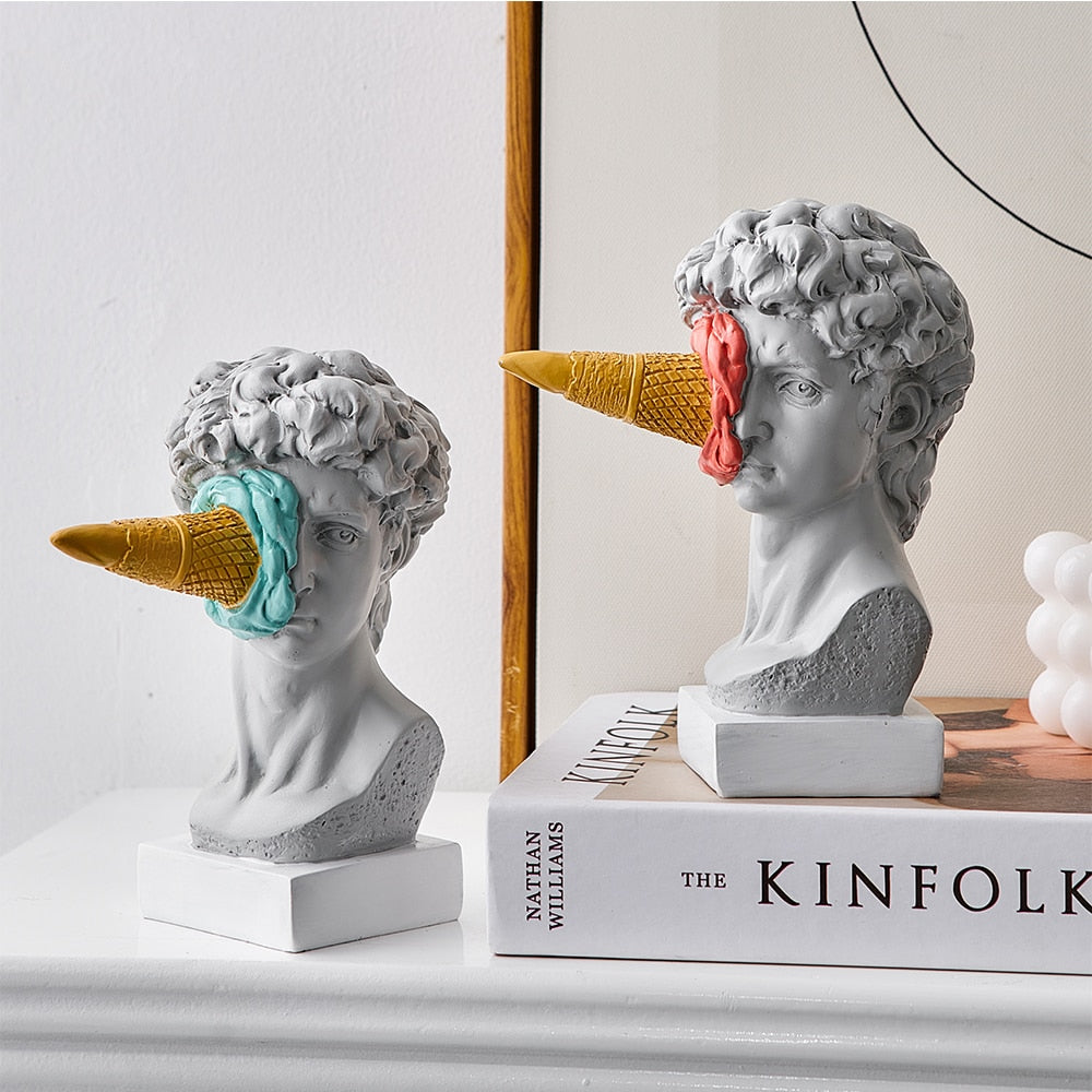 Rebolet| David Figurine mit Eiscreme Heimdekoration Skulptur