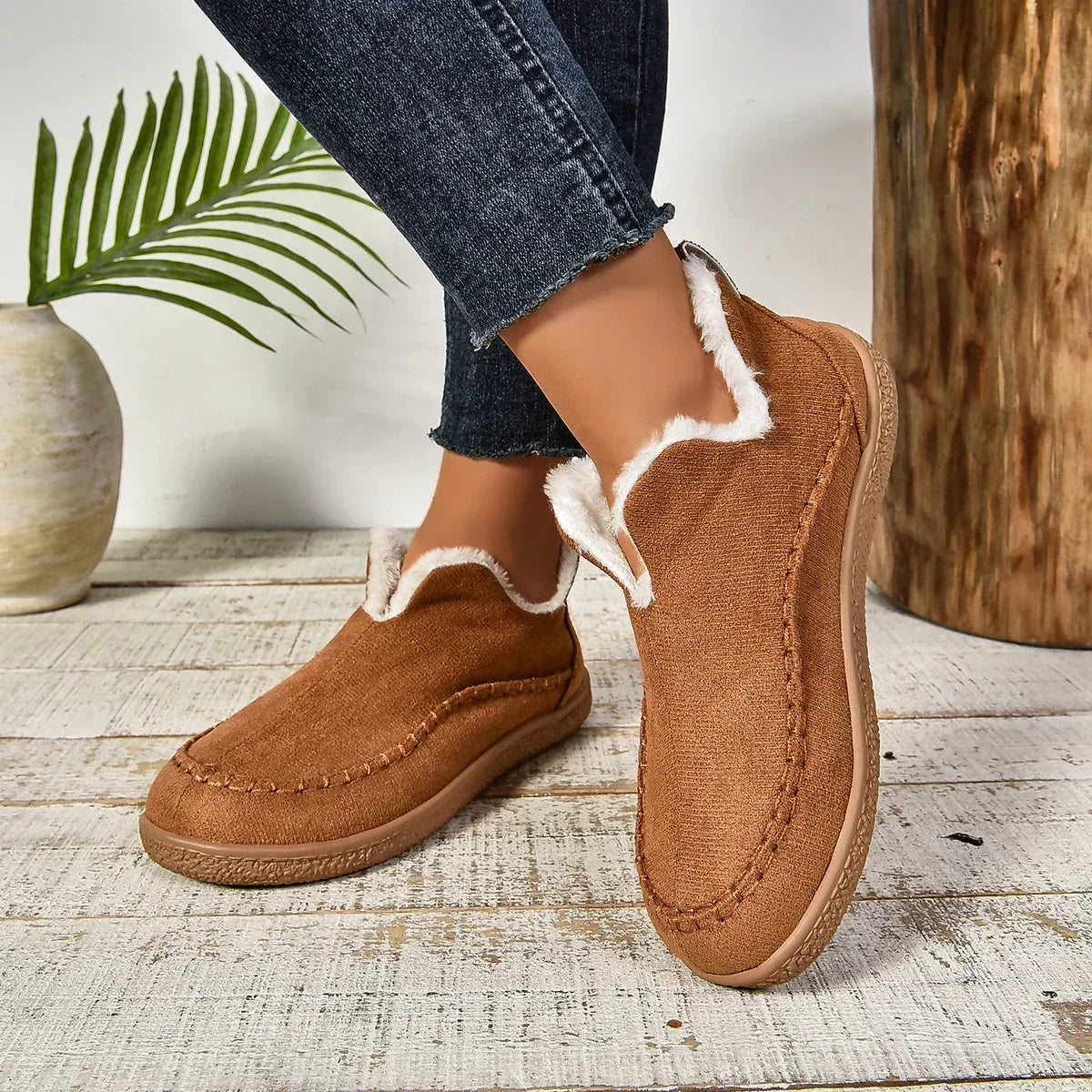 Rebolet™ Damen Warme Winter Slip-On Plateau Stiefeletten