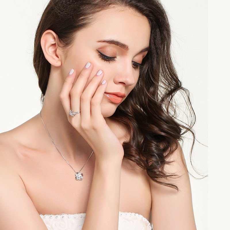 Rebolet | White Gold Necklace - With Real Rose - To My Love