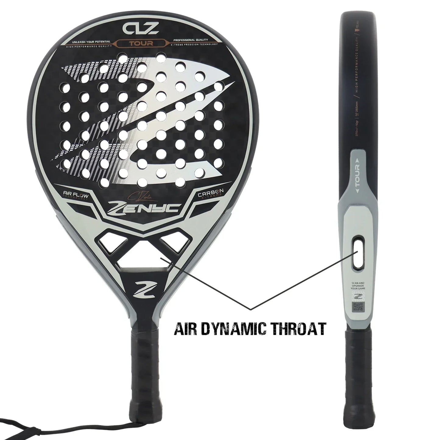 Vollcarbon Padel Schläger, leicht, matte Oberfläche, Anfänger & Profi