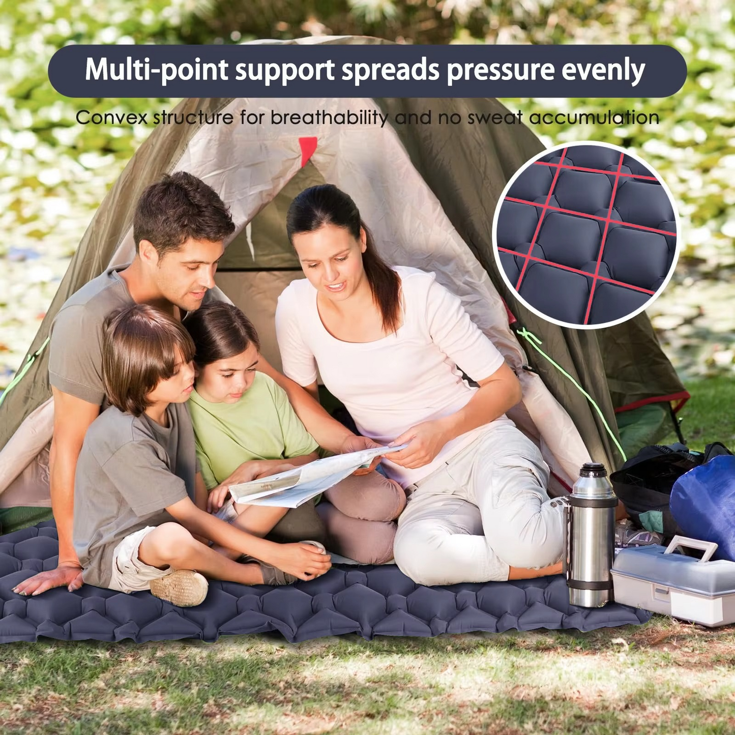 Rebolet | Ultra-Comfort Luftmatratze für Camping mit integriertem Kopfkissen und Pumpe