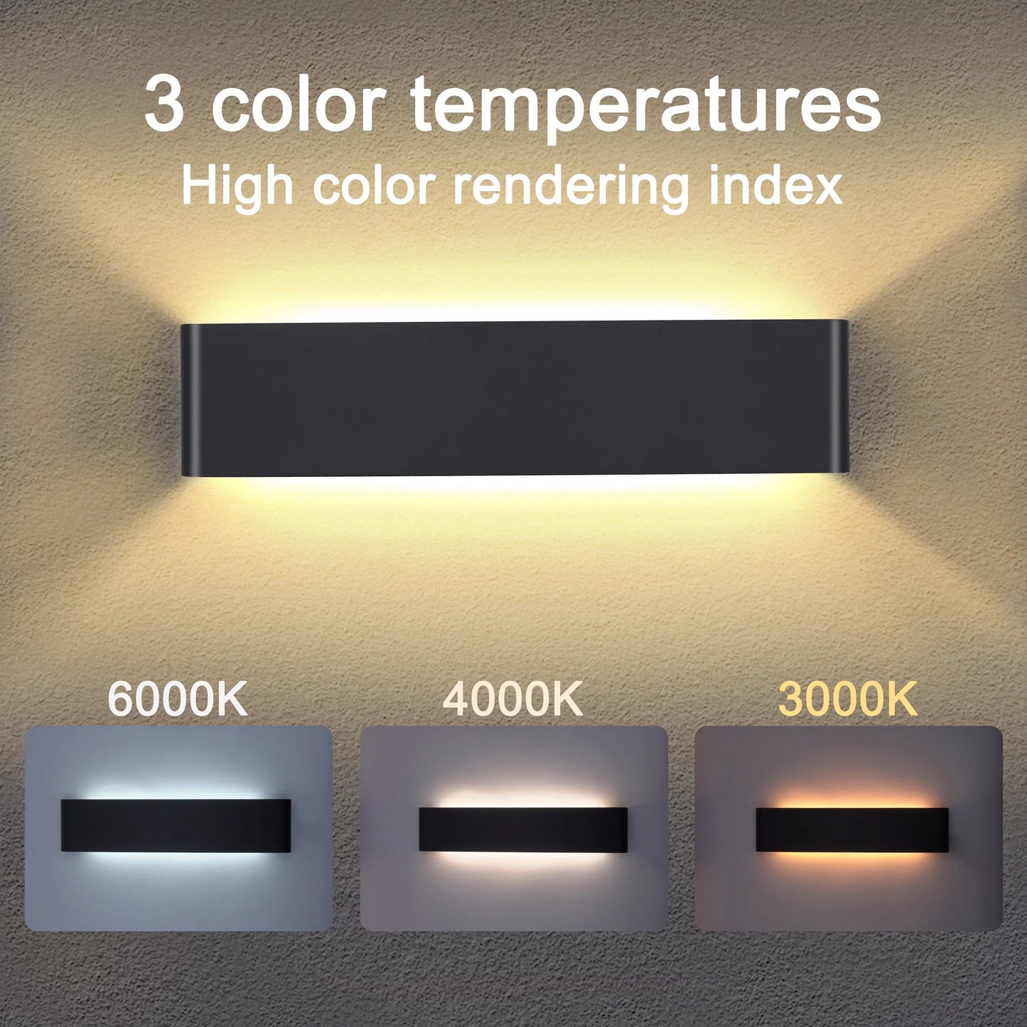 Rebolet | Moderne LED-Wandleuchte – 16W dimmbare Wandlampe mit Fernbedienung, Auf- und Ablichtung für Schlafzimmer, Wohnzimmer und Flur