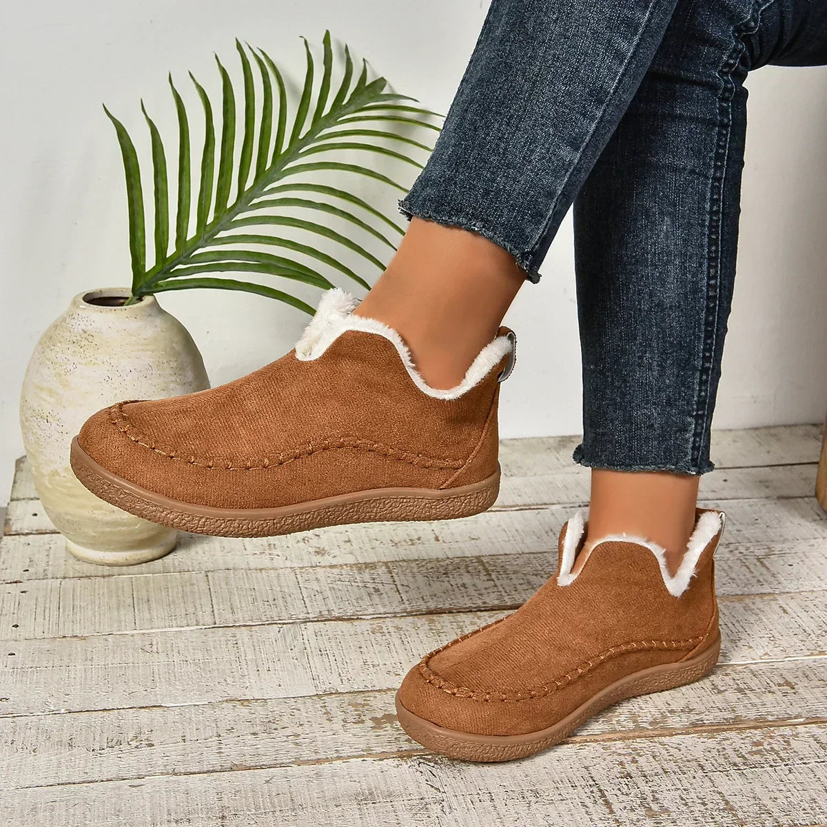 Rebolet™ Damen Warme Winter Slip-On Plateau Stiefeletten