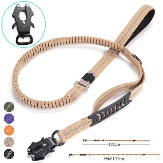 Robuste Tactical Bungee-Hundeleine mit 2 Griffen