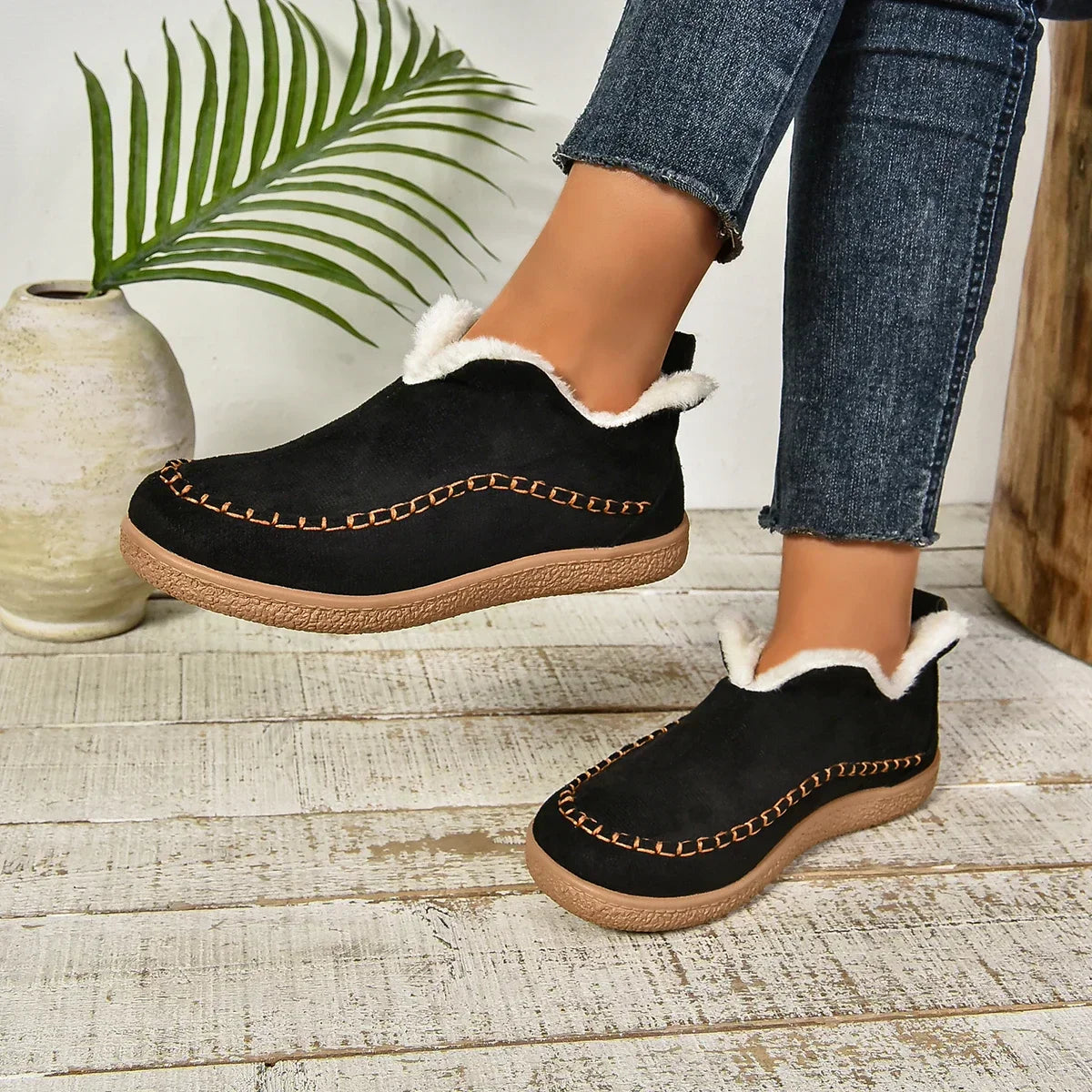 Rebolet™ Damen Warme Winter Slip-On Plateau Stiefeletten