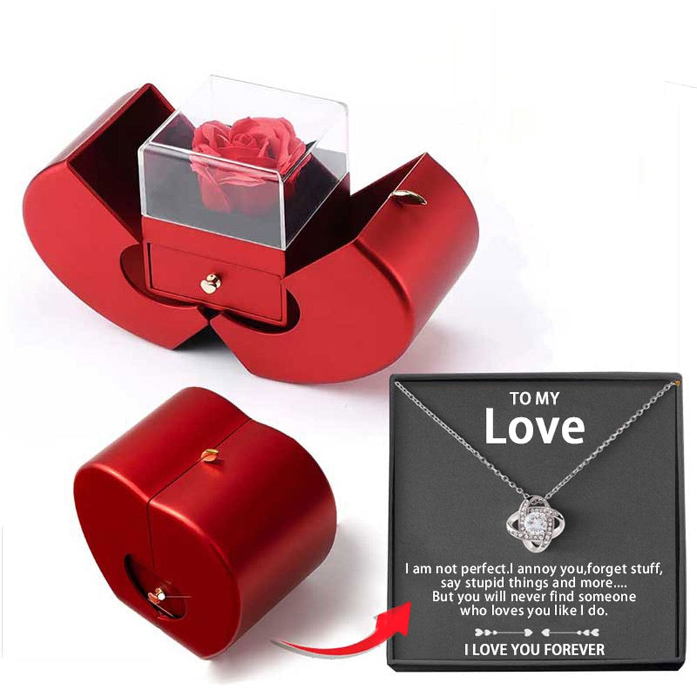 Rebolet | White Gold Necklace - With Real Rose - To My Love
