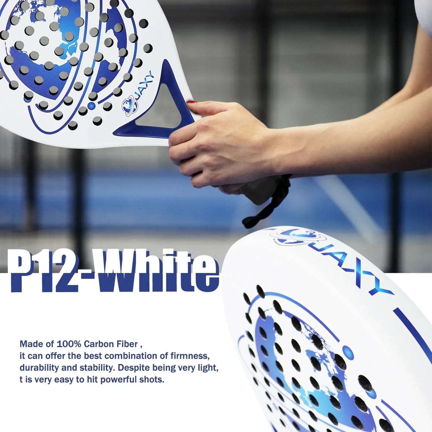 Vollcarbon Padel Schläger, leicht, matte Oberfläche, Anfänger & Profi