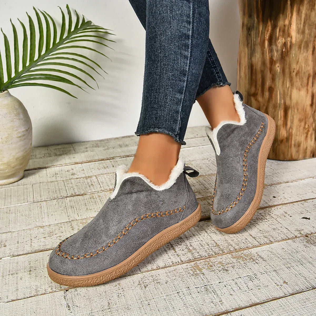 Rebolet™ Damen Warme Winter Slip-On Plateau Stiefeletten