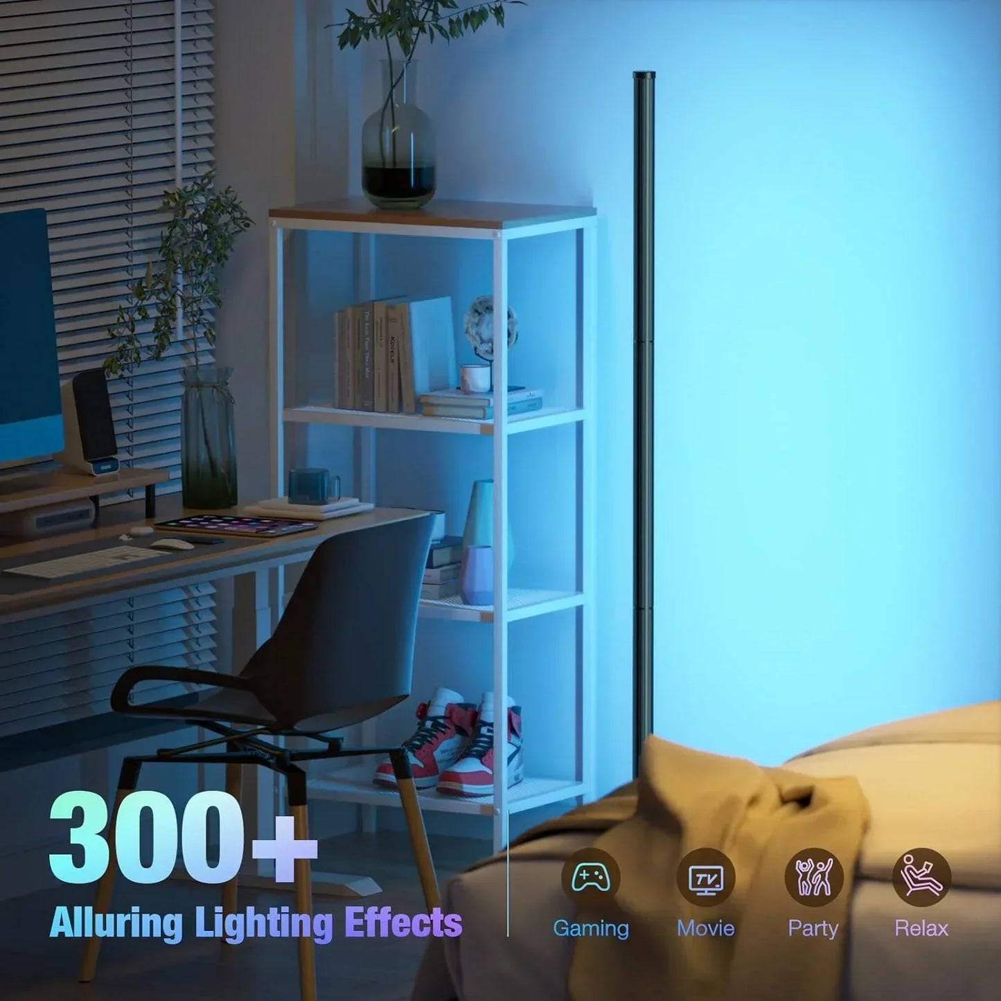 Rebolet | Smart RGB Traumfarbe Stehlampe – Musik-Synchronisations-LED-Stimmungslicht mit 16 Millionen Farben, APP & Fernsteuerung, moderne Stehleuchte
