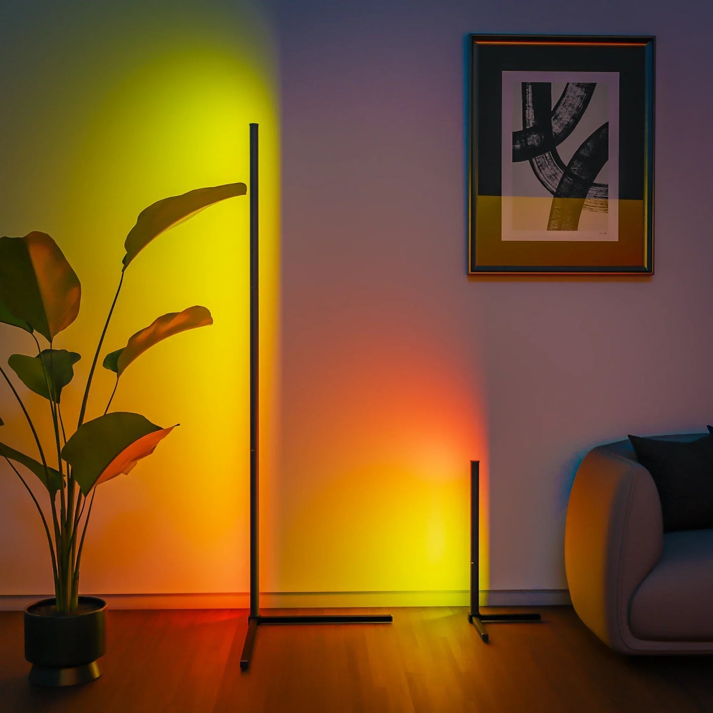 Rebolet | Smart RGB Traumfarbe Stehlampe – Musik-Synchronisations-LED-Stimmungslicht mit 16 Millionen Farben, APP & Fernsteuerung, moderne Stehleuchte