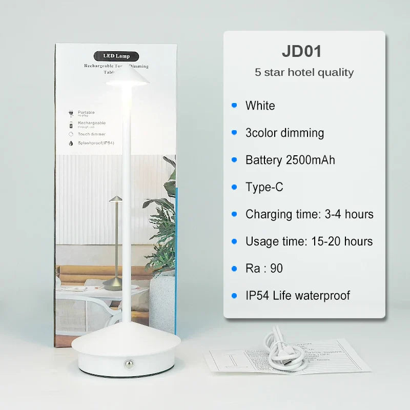 Rebolet | Tischlampe | LED Kabellos, wiederaufladbar, dimmbar, wasserdicht, vielseitig