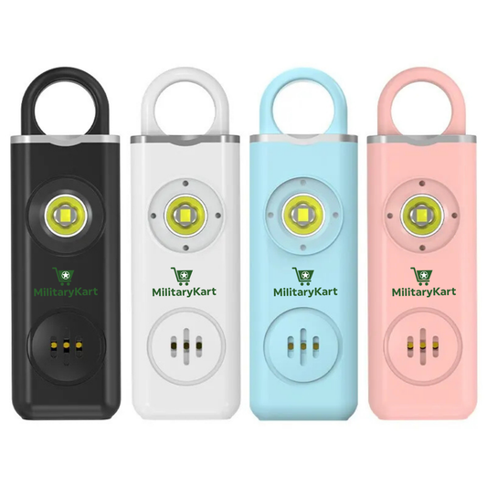Selbstverteidigungs-Alarm-Schlüsselanhänger – 130dB wiederaufladbarer Personenalarm mit LED-Licht & Karabiner