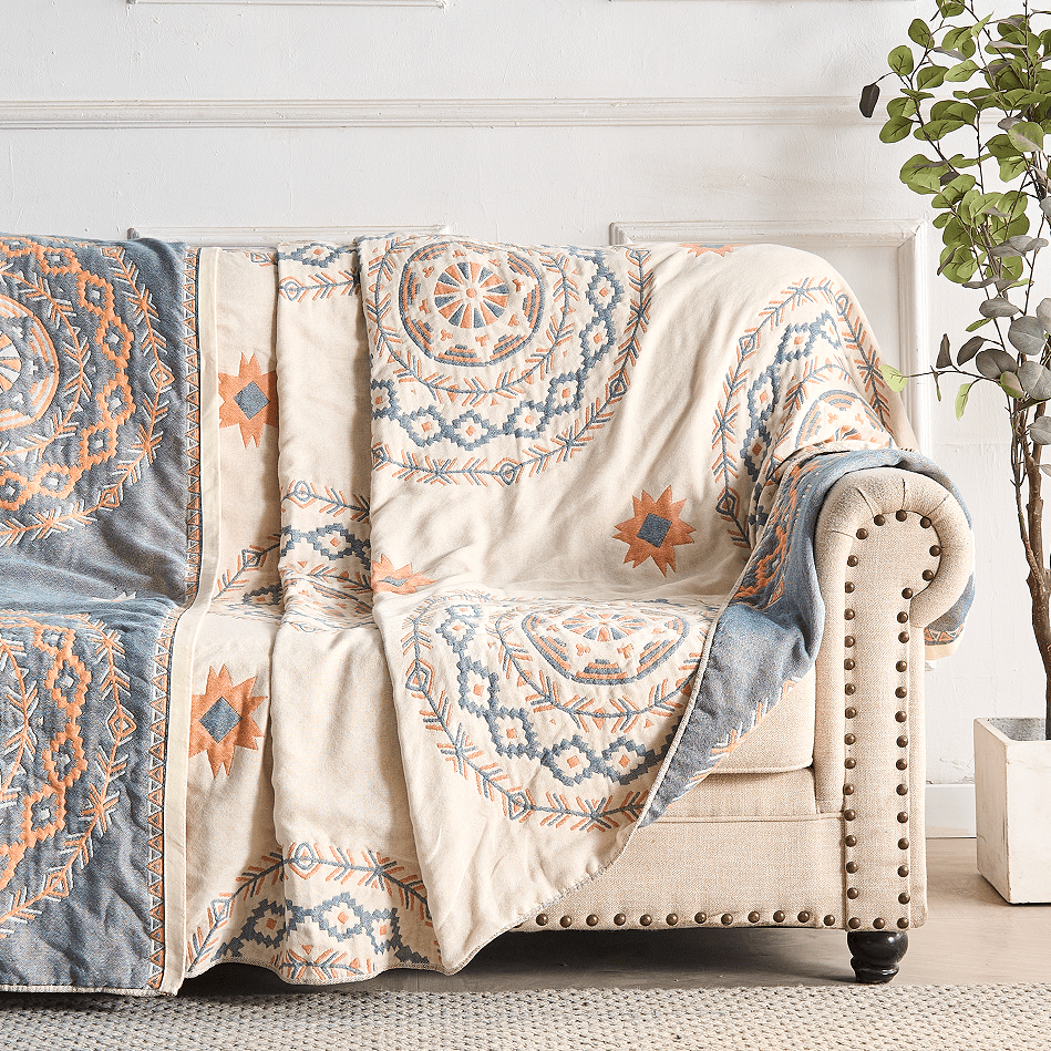 Rebolet | Baumwolldecke mit Mandala-Muster für Innen- und Außenbereich