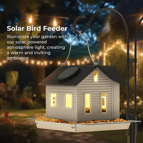 Rebolet | Solar-Vogelhaus mit LED – Leuchtende Gartenlaterne & Futterstation in einem!