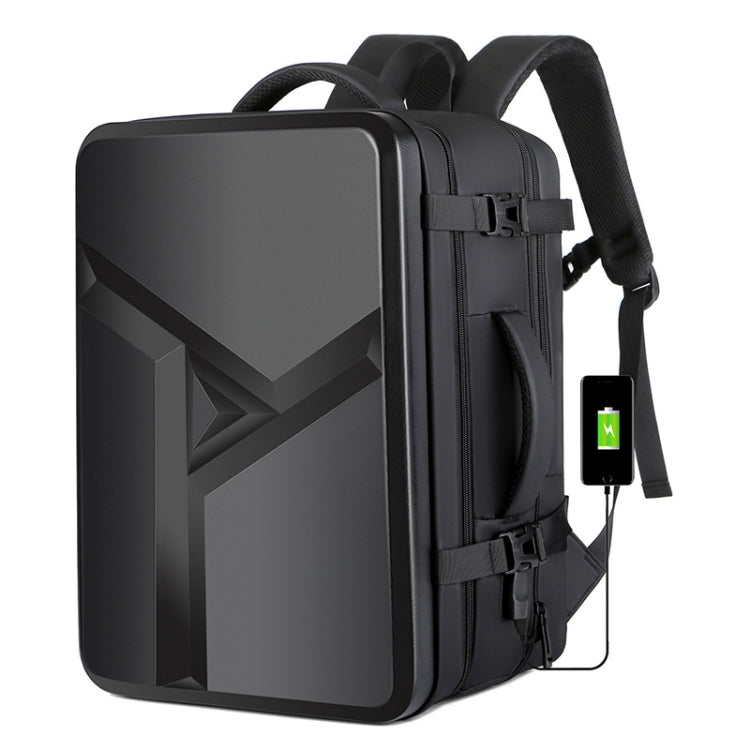 Rebolet | Großraummäßiger wasserdichter erweiterbarer Hartschalen-Rucksack mit USB-Ladeanschluss (161 Schwarz)