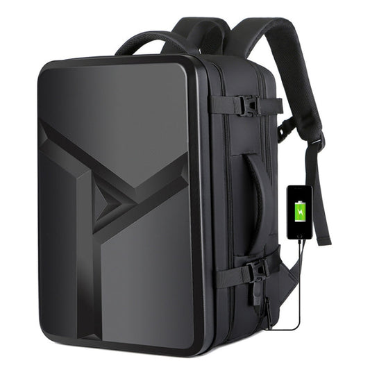Rebolet | Großraummäßiger wasserdichter erweiterbarer Hartschalen-Rucksack mit USB-Ladeanschluss (161 Schwarz)