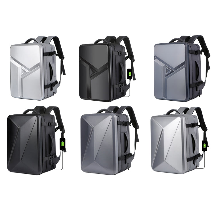 Rebolet | Großraummäßiger wasserdichter erweiterbarer Hartschalen-Rucksack mit USB-Ladeanschluss (161 Schwarz)