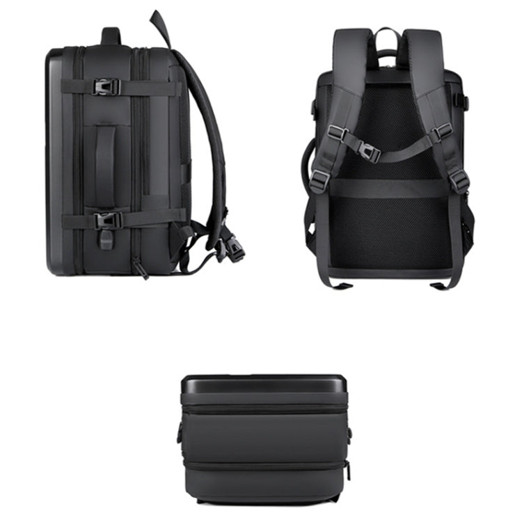 Rebolet | Großraummäßiger wasserdichter erweiterbarer Hartschalen-Rucksack mit USB-Ladeanschluss (161 Schwarz)