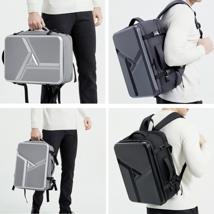 Rebolet | Großraummäßiger wasserdichter erweiterbarer Hartschalen-Rucksack mit USB-Ladeanschluss (161 Schwarz)