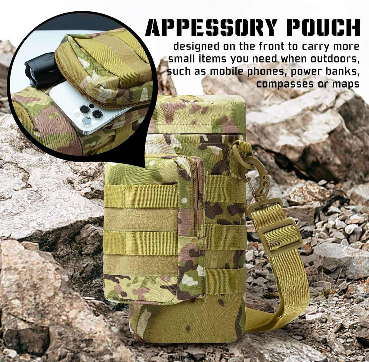 Tactical MOLLE Trinkflaschentasche – isoliert, abnehmbarer Riemen