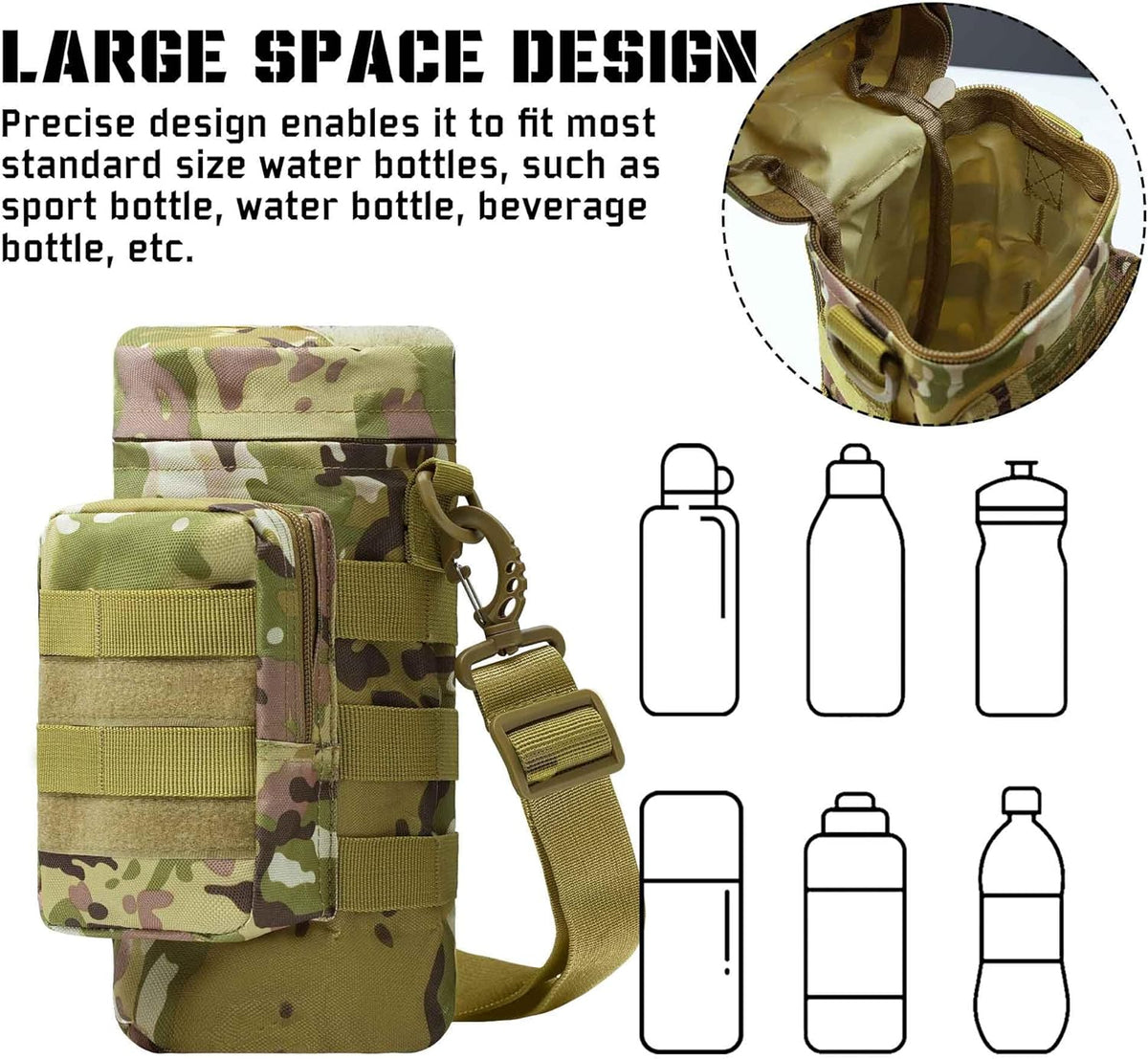 Tactical MOLLE Trinkflaschentasche – isoliert, abnehmbarer Riemen